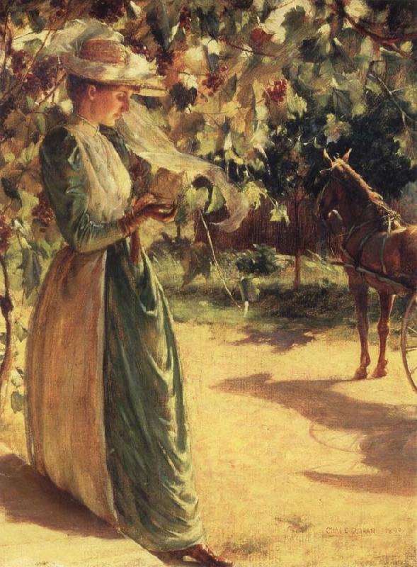 Charles Courtney Curran Woman with a horse oil painting image